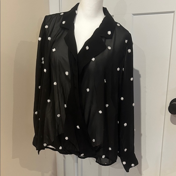 INC International Concepts Tops - INC International Concepts Black Blouse with White Accents